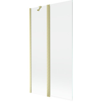 Vanová zástěna Mexen Mist se 2 křídly 100 x 150 cm, průhledná, kartáčované zlato - 8A9-100-011-55-00