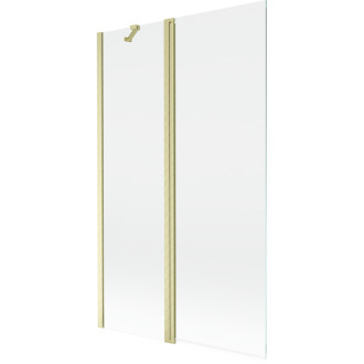 Vanová zástěna Mexen Mist se 2 křídly 110 x 150 cm, průhledná, kartáčované zlato - 8A9-110-011-55-00