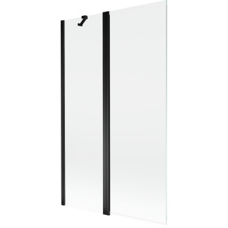 Vanová zástěna Mexen Mist se 2 křídly 110 x 150 cm, průhledná, černá - 8A9-110-011-70-00