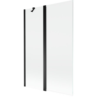 Vanová zástěna Mexen Mist se 2 křídly 120 x 150 cm, průhledná, černá - 8A9-120-011-70-00
