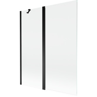 Vanová zástěna Mexen Mist se 2 křídly 140 x 150 cm, průhledná, černá - 8A9-140-011-70-00