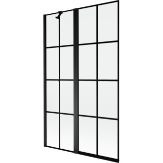 Mexen Mist vanová zástěna 2-křídlá levá 110 x 150 cm, černá kostkovaná, černá - 8A9-110-011-70-77-L