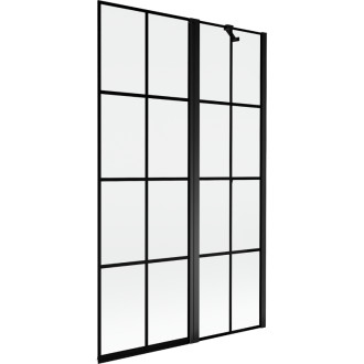 Mexen Mist vanová zástěna 2-křídlá pravá 110 x 150 cm, černá kostkovaná, černá - 8A9-110-011-70-77-P