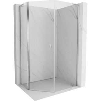 Mexen Mist L pětiúhelníkový asymetrický výklopný sprchový kout 80 x 90 cm, průhledný, chrom - 8A8L-080-090-01-00