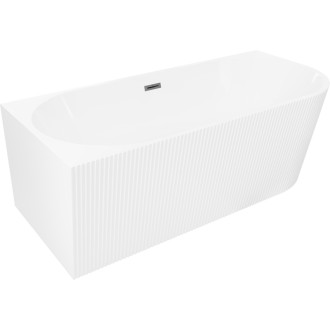 Volně stojící vana Mexen Silo do levého rohu, drážkovaná, 150 x 75 cm, bílá, kartáčovaný přepad v barvě pistole gray - 52891507500L-66