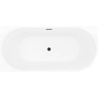 Volně stojící vana Mexen Silo do levého rohu, drážkovaná, 150 x 75 cm, bílá, černý přepad - 52891507500L-70