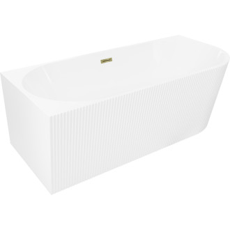 Volně stojící vana Mexen Silo do levého rohu, drážkovaná, 170 x 80 cm, bílá, zlatý přepad - 52891708000L-50