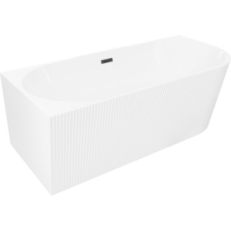 Volně stojící vana Mexen Silo do levého rohu, drážkovaná, 170 x 80 cm, bílá, černý přepad - 52891708000L-70