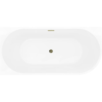 Volně stojící vana Mexen Silo do levého rohu, drážkovaná, 170 x 80 cm, bílá/černá, zlatý přepad - 52891708075L-50