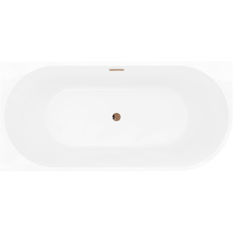 Volně stojící vana Mexen Silo do levého rohu, drážkovaná, 170 x 80 cm, bílá/černá, růžovo-zlatý přepad - 52891708075L-60