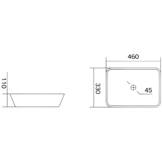 Skleněné umyvadlo Mexen Tiva na desku 46 x 33 cm, černé - 24184670