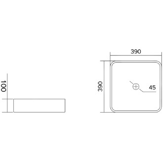 Skleněné umyvadlo Mexen Nira na desku 39 x 39 cm, průhledné - 24203900
