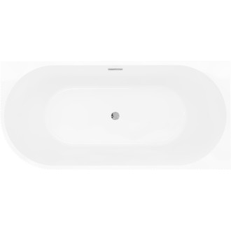 Volně stojící rohová vana Mexen Silo, pravá, drážkovaná, 150 x 75 cm, bílá, chromovaný přepad - 52891507500P-01