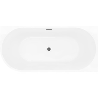 Volně stojící rohová vana Mexen Silo, pravá, drážkovaná, 150 x 75 cm, bílá, přepad v barvě gun metal - 52891507500P-95