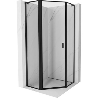 Sprchový kout Mexen Mist L pětiúhelníkový, levý, výklopný, 90 x 90 cm, černý rám, černá - 8A8L-090-090-70-70-L