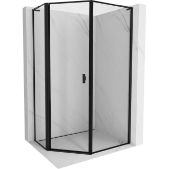 Sprchový kout Mexen Mist L, pětiúhelníkový, asymetrický, levý, výklopný, 90 x 100 cm, černý rám, černá - 8A8L-090-100-70-70-L