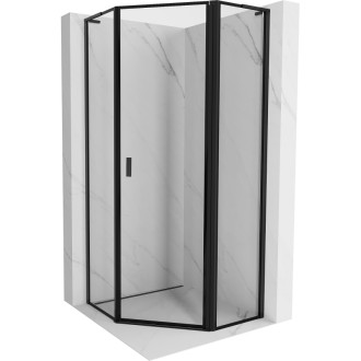 Sprchový kout Mexen Mist L pětiúhelníkový, pravý, výklopný, 80 x 80 cm, černý rám, černá - 8A8L-080-080-70-70-P