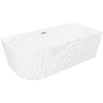 Volně stojící rohová vana Mexen Silo, pravá, drážkovaná, 170 x 80 cm, bílá, přepad z kartáčované mědi - 52891708000P-65