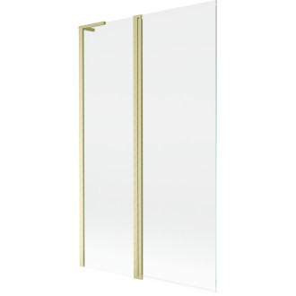 Vanová zástěna Mexen Mist L se 2 křídly 110 x 150 cm, průhledná, kartáčované zlato - 8A9L-110-011-55-00