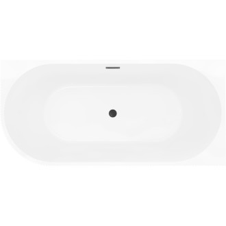 Volně stojící rohová vana Mexen Silo, pravá, drážkovaná, 170 x 80 cm, bílá, černý přepad - 52891708000P-70