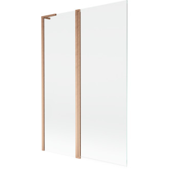 Vanová zástěna Mexen Mist L se 2 křídly 120 x 150 cm, průhledná, kartáčovaná měď - 8A9L-120-011-65-00