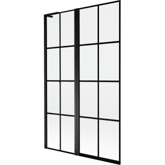 Mexen Mist L vanová zástěna 2-křídlá levá 110 x 150 cm, černý rošt, černá - 8A9L-110-011-70-77-L