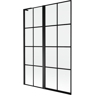 Mexen Mist L vanová zástěna 2-křídlá levá 120 x 150 cm, černý rošt, černá - 8A9L-120-011-70-77-L