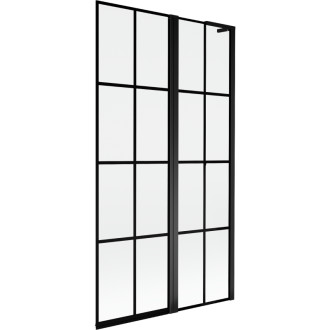 Mexen Mist L 2dílná pravá vanová zástěna 100 x 150 cm, černá kostkovaná, černá - 8A9L-100-011-70-77-P