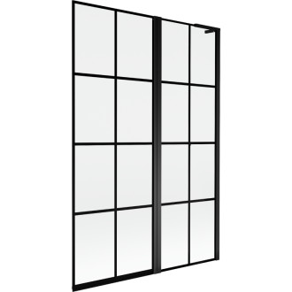 Mexen Mist L vanová zástěna se 2 křídly pravá 120 x 150 cm, černý kostkovaný vzor, černá - 8A9L-120-011-70-77-P