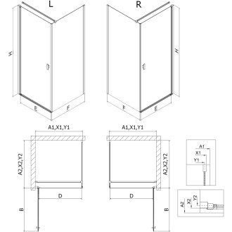 Sprchový kout Mexen Mist-B s výklopným mechanismem 80 x 95 cm, průhledný, kartáčované zlato - 8A2T-080-095-55-00