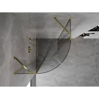 Mexen Mist půlkruhový výklopný sprchový kout 90 x 90 cm, průhledný, zlatý - 8A32-090-090-50-00