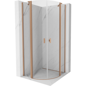 Mexen Mist půlkruhový výklopný sprchový kout 100 x 100 cm, průhledný, kartáčovaná měď - 8A32-100-100-65-00