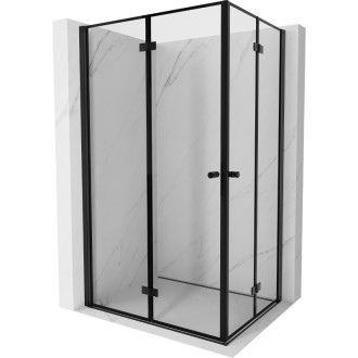 Mexen Mist-F Duo skládací sprchový kout levý 95 x 70 cm, černý rám, černá - 8A6-095L-070P-70-70