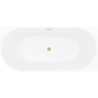 Volně stojící rohová vana Mexen Silo, pravá, s drážkou, 170 x 80 cm, bílá/černá, přepad kartáčovaný zlatý - 52891708075P-55
