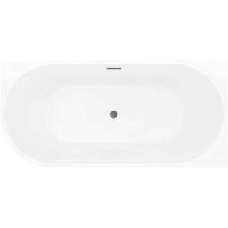 Volně stojící rohová vana Mexen Silo, pravá, drážkovaná, 170 x 80 cm, bílá/černá, kartáčovaný přepad v barvě pistole gray - 52891708075P-66