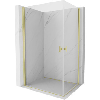Sprchový kout Mexen Mist-B Duo s výklopným mechanismem 85 x 75 cm, průhledný, kartáčované zlato - 8A2-085-075-55-00
