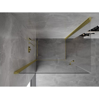 Sprchový kout Mexen Mist-B Duo s výklopným mechanismem 90 x 75 cm, průhledný, kartáčované zlato - 8A2-090-075-55-00