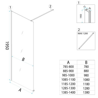 Sprchová zástěna Rea Flexi Transparent / Black 140