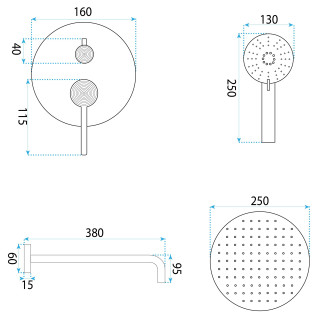 Podomítková sprchová sada Rea Foster Brush Nickel + BOX