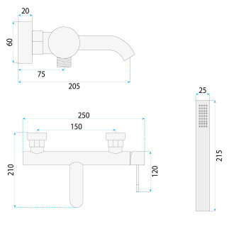 Vanová baterie REA LUNGO Diamond - zlatá