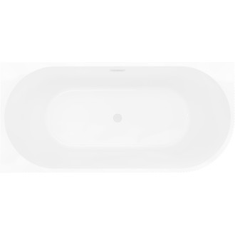 Volně stojící vana Mexen Silo do levého rohu, drážkovaná, 170 x 80 cm, bílá/šedá, bílý přepad - 52891708062L-20