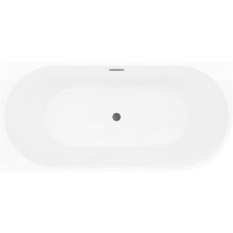 Volně stojící vana Mexen Silo do levého rohu, drážkovaná, 170 x 80 cm, bílá/šedá, přepad v barvě gun metal - 52891708062L-95