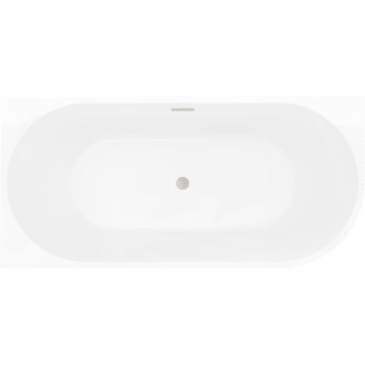 Volně stojící vana Mexen Silo do levého rohu, drážkovaná, 170 x 80 cm, bílá/šedá, přepad kartáčovaný nikl - 52891708062L-97