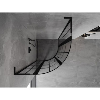 Mexen Mist L půlkruhový výklopný sprchový kout 90 x 90 cm, černý rošt, černá - 8A32L-090-090-70-77