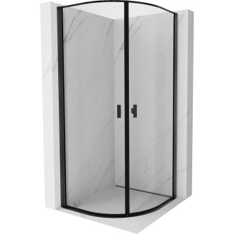 Mexen Mist půlkruhový výklopný sprchový kout 70 x 70 cm, černý rám, černá - 8A31-070-070-70-70