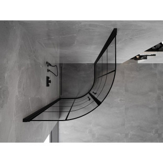 Mexen Mist půlkruhový výklopný sprchový kout 90 x 90 cm, černý rošt, černá - 8A31-090-090-70-77