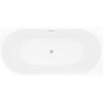 Volně stojící rohová vana Mexen Silo, pravá, drážkovaná, 150 x 75 cm, bílá/šedá, přepad kartáčovaný nikl - 52891507562P-97