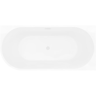 Volně stojící rohová vana Mexen Silo, pravá, s drážkou, 170 x 80 cm, bílá/šedá, bílý přepad - 52891708062P-20