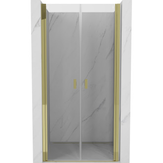 Sprchové dveře Mexen Mist s otočným výklopným mechanismem 95 cm, průhledné, zlaté - 8A7-095-000-50-00