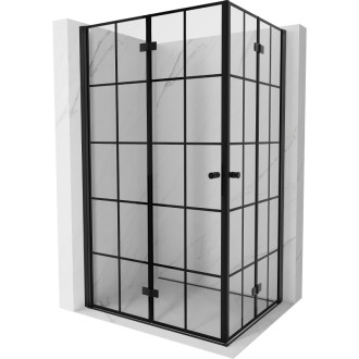 Mexen Mist-F Duo skládací sprchový kout levý 110 x 80 cm, černý rošt, černá - 8A6-110L-080P-70-77